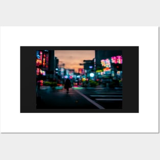 Tokyo City Street View With Neon signs / Tokyo, Japan Posters and Art